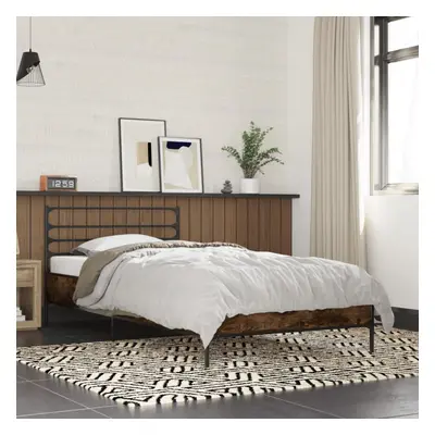 vidaXL Bed Frame Smoked Oak 90x200 cm Engineered Wood and Metal