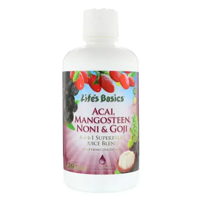 LifeTime Vitamins, Life's Basics, 4-In-1 Superfruit Juice Blend, Acai, Mangosteen, Noni & Goji, 