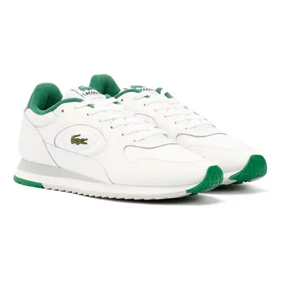 (White, (Adults')) Lacoste Linetrack Leather Men's White/Green Trainers