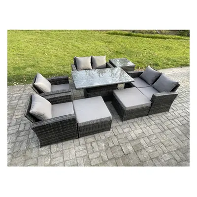 Fimous Outdoor Garden Furniture Sets Pieces Wicker Rattan Furniture Sofa Dining Table Set with B