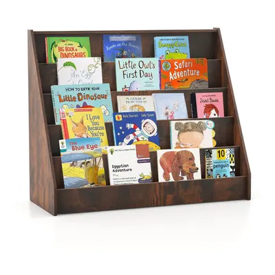 Kids Bookshelf 5-Tier Wooden Toddler Book Shelf Stand-Coffee