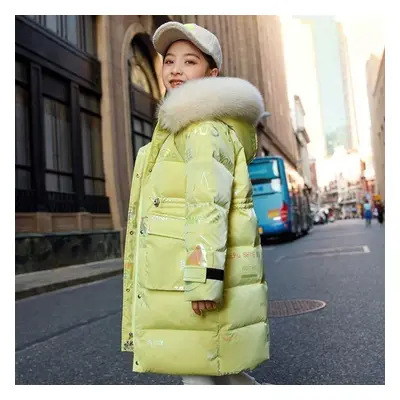 (yellow, 120) Girls&apos; Cotton Jacket New Style Children&apos;s Cotton Jacket Winter Hooded Co