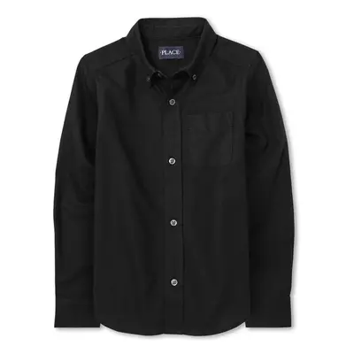 The Children's Place boys Long Sleeve Oxford Shirt Black X-Large