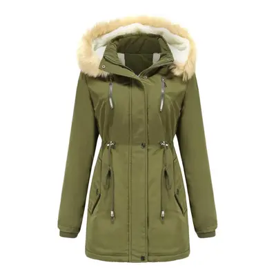 (green, 3XL) Women&apos;s Warm Winter Parka Coat Faux Fur Hooded Fleece Lined Thicken Sherpa Puf