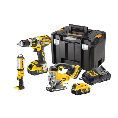 Dewalt DCK364M3T XR 18V Combi Drill, Jigsaw, LED Torch - x 4.0ah Batteries