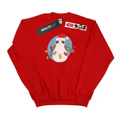 (S, Red) Star Wars Mens The Last Jedi Porg Christmas Lights Sweatshirt