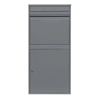 Parcel Post Drop Box Grey Steel Lockable Letter Package Mail Wall Mount