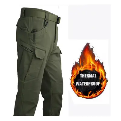 (Green X7 Pant, 4XL(105-115kg)) US Military Army SharkSkin SoftShell Tactical Windproof Waterpro