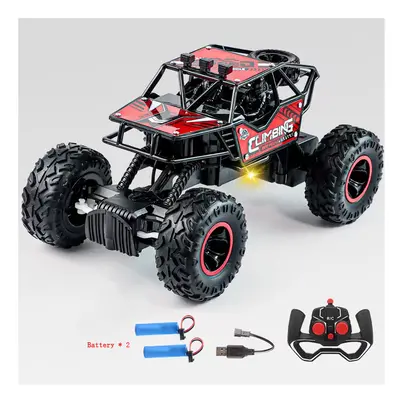 (red-2Battery) New RC Car 1:16 2WD with LED Light 2.4G 20KM/H High Speed Off-Road Climbing Remot