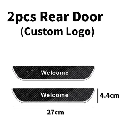 (For R-ENAULT, 2pcs Rear door) Carbon fiber Car Door Sill Light Threshold Lamp Customized Logo P