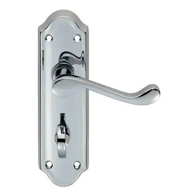 PAIR Victorian Upturned Lever on Bathroom Backplate x 47mm Polished Chrome