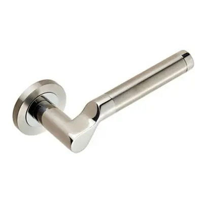 PAIR Cranked Round Bar Lever on Round Rose Concealed Fix Polished Satin Steel