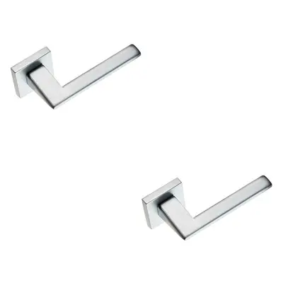 2x PAIR Modern Flat Bar Handle on Square Rose Concealed Fix Satin Chrome