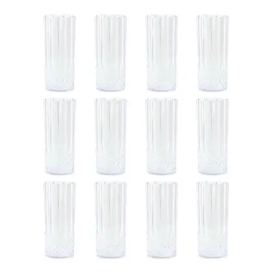 Set of Reusable Embossed Plastic High Ball Tumbler Glasses Outdoor Drinkware