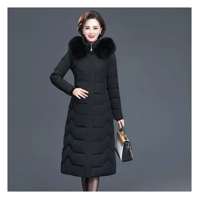 (black, 4XL) High Quality Plus Size Parkas Women Parkas Winter Lady Fur Collar Warm Outwear Down