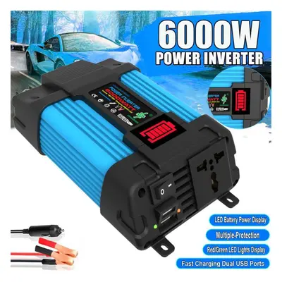 (blue, 12V-AC220V 6000W) 4000w/6000w Car Power Inverter Led Voltage Capacity Display Transformer