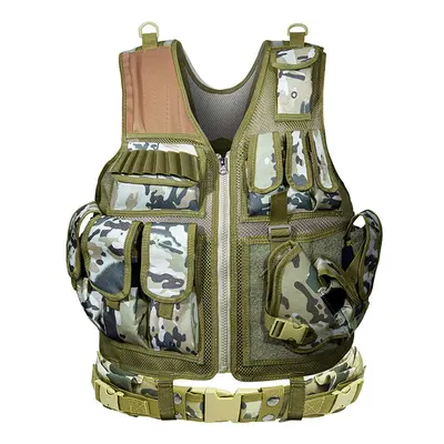 (CP) Outdoor Tactical Breathable Anti-Stab Mesh Vest Military Protective Gear with Adjustable Fi