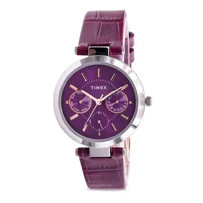 Timex TW2T46200 Multifunction Leather Ladies Watch, Purple