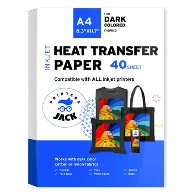 Printers Jack Iron-On Heat Transfer Paper for Dark Fabric Pack 8.3x