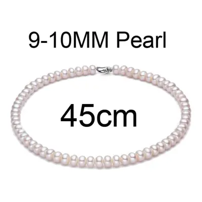 (white, 45cm) Lsooyh 9-10mm Natural Freshwater Pearl Necklace For Women White Pearl Jewelry Chok