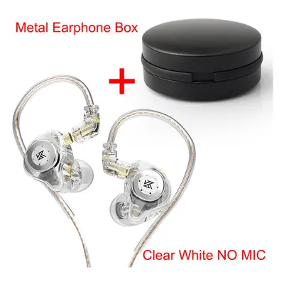 (White NO MIC add BOx) KZ EDX Pro Hybrid Technology HIFI In Ear Earphones Wired Headphones Bass