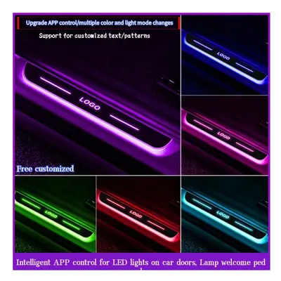 (For P-EUGEOT, PCS Front door) Customized Car door Sill light logo Projector lamp Power Moving L