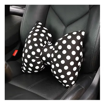 (4 Lumbar Pillow) New Car Seat Headrest Pillow Cute Bow Velvet Neck Headrest Lumbar Pillow