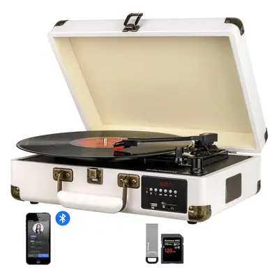 Bluetooth Record Player Belt-Drive 3-Speed Turntable Built-in Stereo Speakers