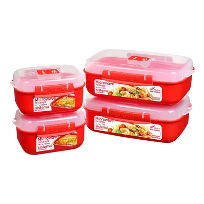 Heat and Eat Microwave Set | 1.25 L, ml | Rectangular School Lunch Boxes with Steam Release Vent