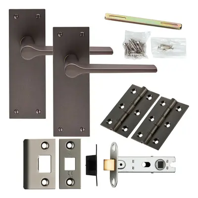 Door Handle & Latch Pack Matt Bronze Slim Rounded Lever Slim Latch Backplate