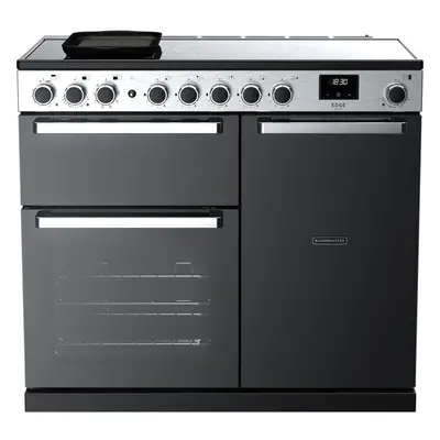 Rangemaster Edge Deluxe 100cm Electric Range Cooker with Induction Hob - Black Glass / Chrome - 