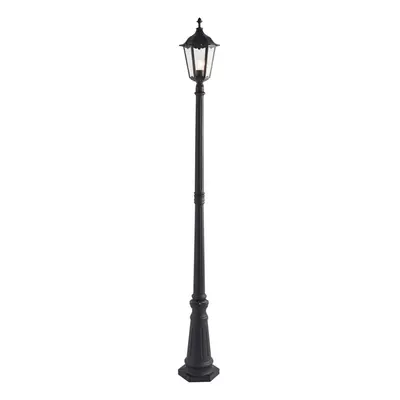 Outdoor Post Lantern Bollard Light Matt Black & Glass 2180mm Tall Garden Lamp