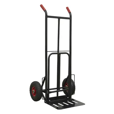 300kg Heavy Duty Folding Sack Truck & SOLID PU Tyres - Extra Deep Box Shelf