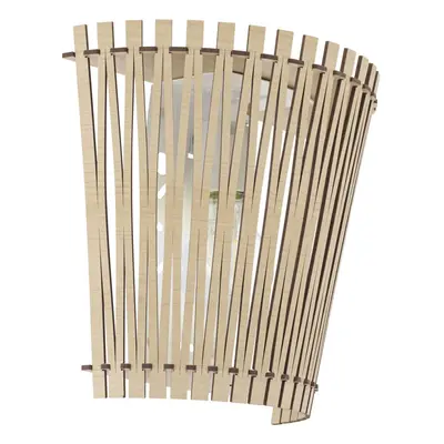 Wall Light Colour White Shade Maple Wood Fencing Surround Bulb E27 1x60W