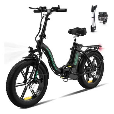 (Black) KOOLUX BK6S Foldable EBike Fat Tyres 250W Battery