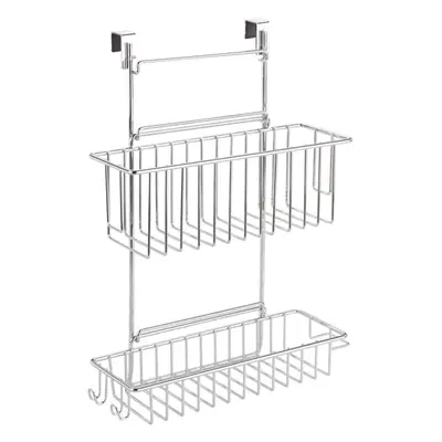 Wenko Silver Clip-on Rack with Two Shelves - Creates Storage - Adjustable Height