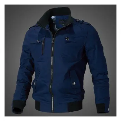 (ultramarine blue, M) Spring And Autumn Men&apos;s Casual Jacket Stand Collar Jacket Men Workwea