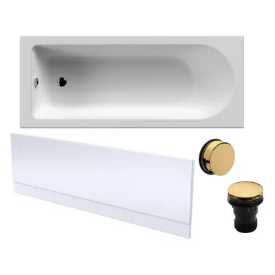 Round Single Ended Bath, Front Panel and Brushed Brass Waste - x 700mm