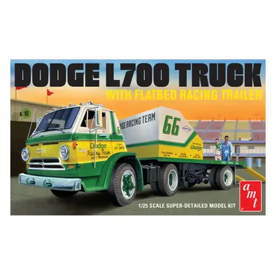 AMT Dodge L700 Truck w/Flatbed Racing Trailer 1:25 Model Kit