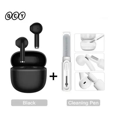 (Black with Pen) QCY Ailybuds Lite Wireless Earphones Bluetooth 5.3 TWS Earbuds Semi in-Ear