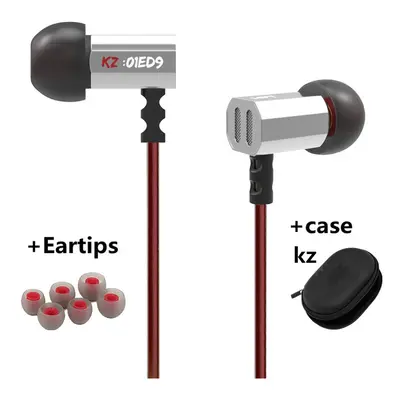 (silver Case ET) KZ ED9 Nozzles Earphone heavy bass music headset fever HiFi zinc alloy