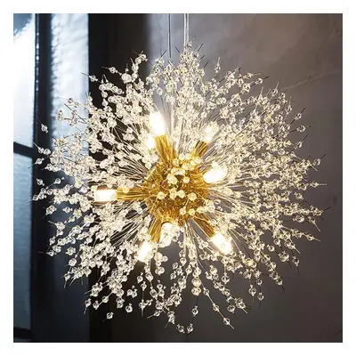 (Gold, Warm Light) Modern crystal dandelion chandelier ceiling gold firework chandelier