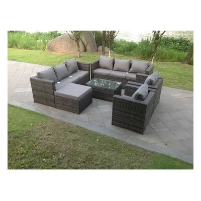 (oblong table, with rain covers) seater rattan garden patio furniture sofa chair