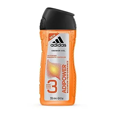 adidas adipower Shower Gel for Men 3-in-1 - Activating Shower Gel for Body, Hair & Face - pH Ski