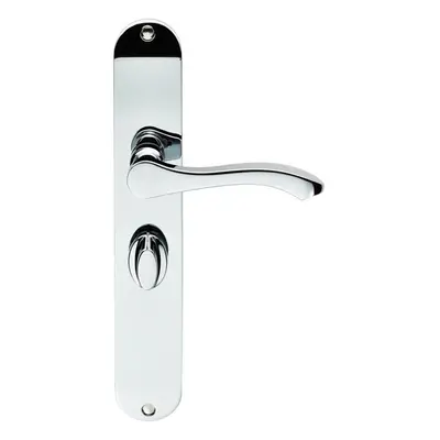 PAIR Scroll Lever Door Handle on Bathroom Backplate x 40mm Polished Chrome