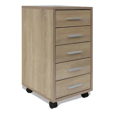 vidaXL Office Drawer Unit with Castors Drawers Oak Side Storage Cabinet