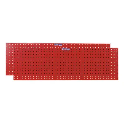 2 PACK - x 500mm Red Wall Mounted Tool Storage Hook Panel - Warehouse Tray