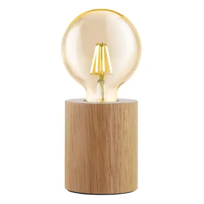 Table Desk Lamp Simple Compact x Round Brown Wood Bulb Holder Bulb E27 28W