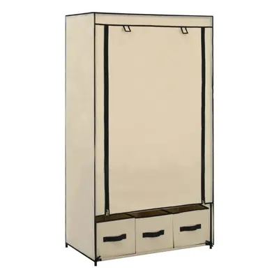 vidaXL Wardrobe Cream Fabric Clothing Garment Stand Storage Cupboard Organiser