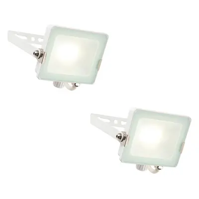 2 PACK Outdoor Waterproof LED Floodlight - 20W Cool White LED - Matt White